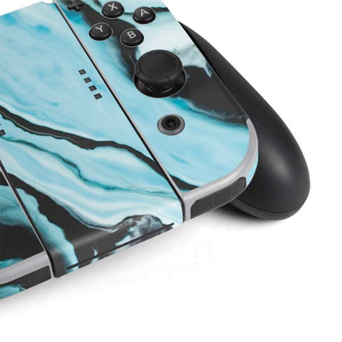 Aqua Blue Marble Ink Nintendo Switch OLED (2021) Skin