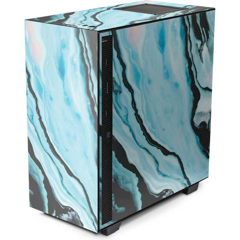Aqua Blue Marble Ink NZXT H510 Compact ATX Mid-Tower Case Skin