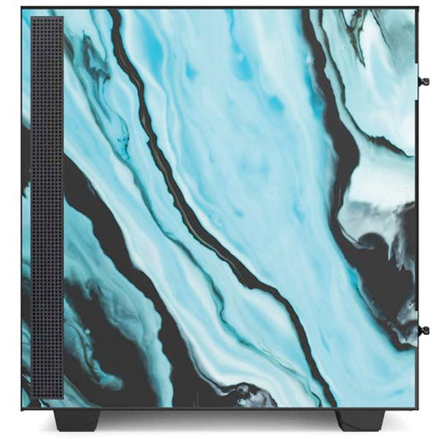 Aqua Blue Marble Ink NZXT H510 Compact ATX Mid-Tower Case Skin