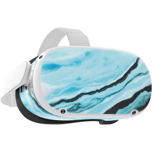 Aqua Blue Marble Ink Oculus Quest 2 Skin