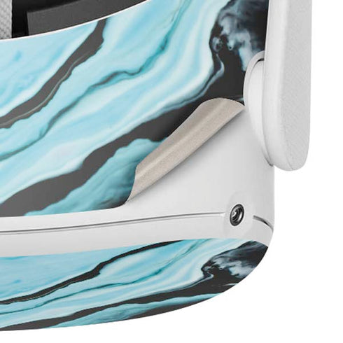 Aqua Blue Marble Ink Oculus Quest 2 Skin