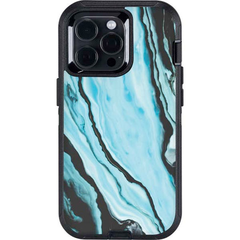 Aqua Blue Marble Ink Otterbox Defender iPhone Skin