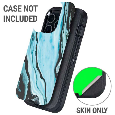 Aqua Blue Marble Ink Otterbox Defender iPhone Skin