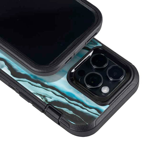 Aqua Blue Marble Ink Otterbox Defender iPhone Skin