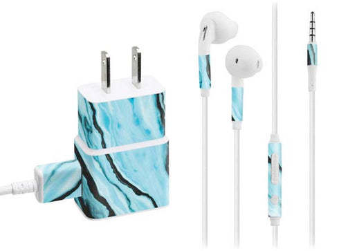 Aqua Blue Marble Ink Phone Charger Skin