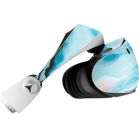 Aqua Blue Marble Ink PlayStation VR2 Skin