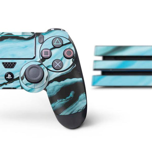 Aqua Blue Marble Ink PS4 Pro Bundle Skin