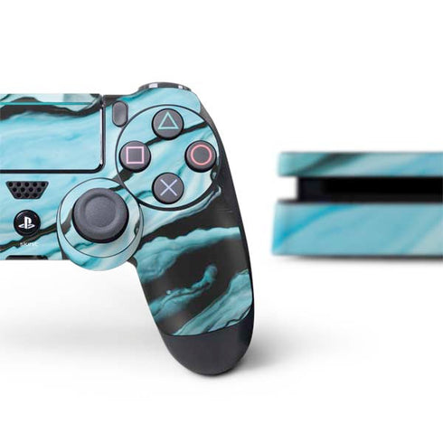 Aqua Blue Marble Ink PS4 Slim Bundle Skin