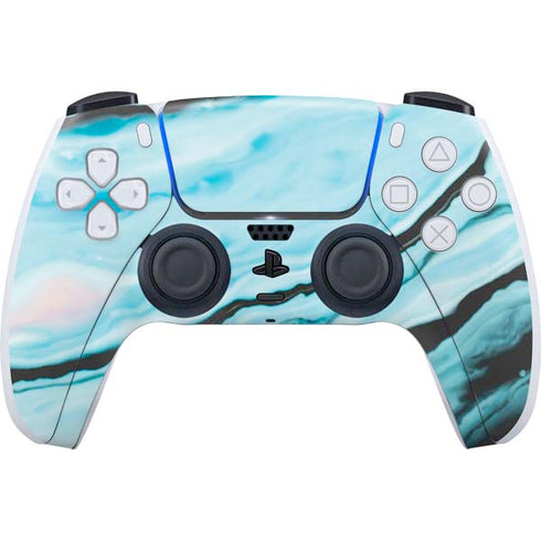 Aqua Blue Marble Ink PS5 Controller Skin