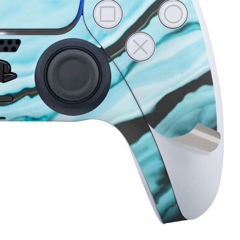 Aqua Blue Marble Ink PS5 Slim Digital Edition Bundle Skin