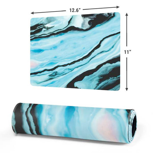 Aqua Blue Marble Ink Gaming Mouse Pad