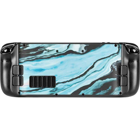 Aqua Blue Marble Ink Steam Deck Handheld Gaming Computer Skin