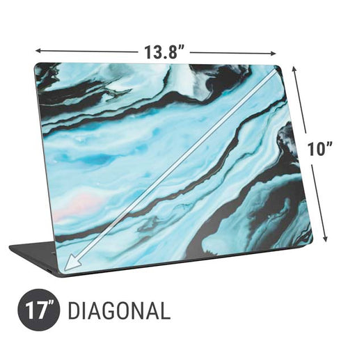 Aqua Blue Marble Ink Universal Laptop 17in (13.8 x 10in) Skin