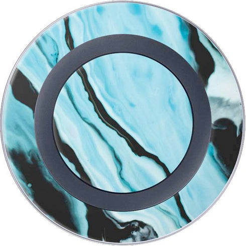 Aqua Blue Marble Ink Wireless Charger Skin