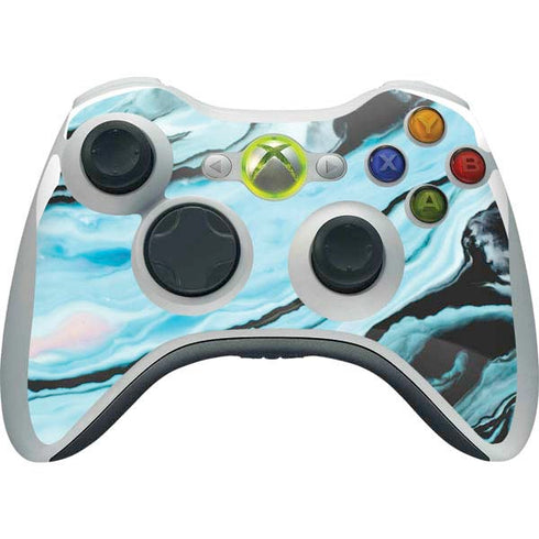 Aqua Blue Marble Ink Xbox 360 Wireless Controller Skin