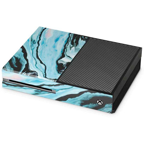 Aqua Blue Marble Ink Xbox One Console Skin