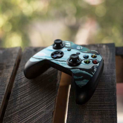 Aqua Blue Marble Ink Xbox One Controller Skin
