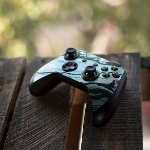Aqua Blue Marble Ink Xbox One X Controller Skin