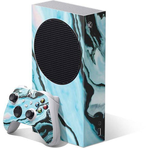 Aqua Blue Marble Ink Xbox Series S Skins