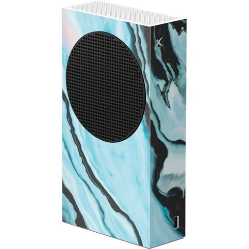 Aqua Blue Marble Ink Xbox Series S Console Skin