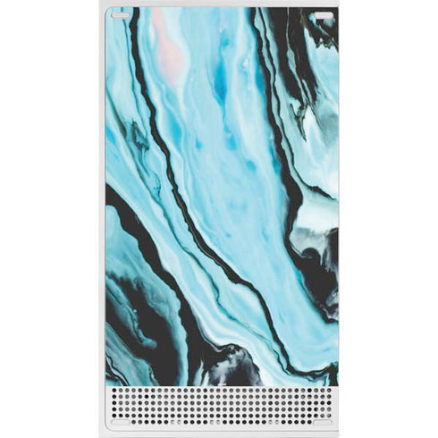 Aqua Blue Marble Ink Xbox Series S Console Skin