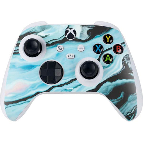 Aqua Blue Marble Ink Xbox Series S Controller Skin