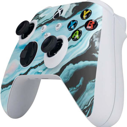 Aqua Blue Marble Ink Xbox Series S Controller Skin