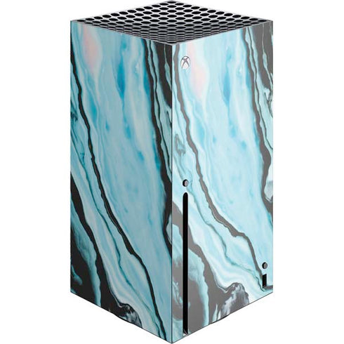 Aqua Blue Marble Ink Xbox Series X Console Skin