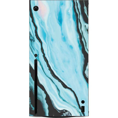 Aqua Blue Marble Ink Xbox Series X Console Skin