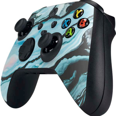 Aqua Blue Marble Ink Xbox Series X Controller Skin