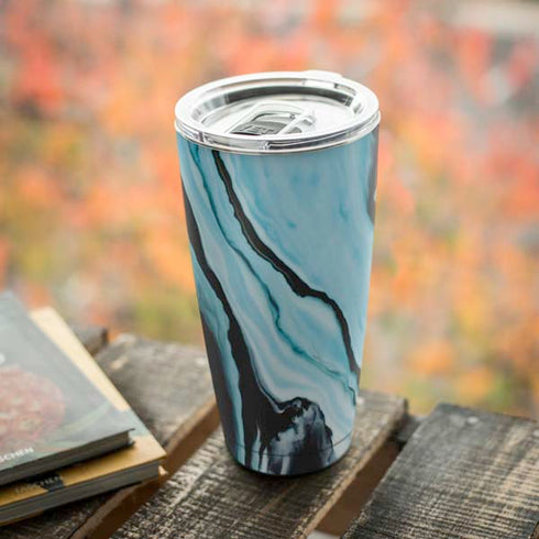Aqua Blue Marble Ink Yeti 20oz Tumbler Skin