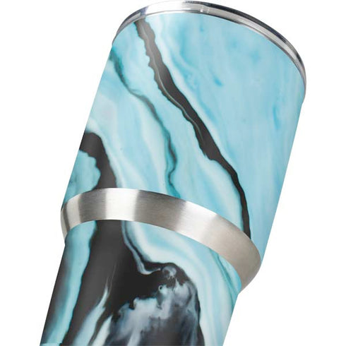 Aqua Blue Marble Ink Yeti 30oz Rambler Tumbler Skin