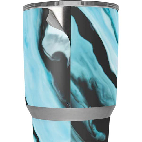 Aqua Blue Marble Ink Yeti 30oz Rambler Tumbler Skin