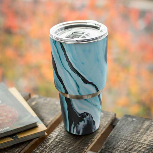 Aqua Blue Marble Ink Yeti 30oz Rambler Tumbler Skin