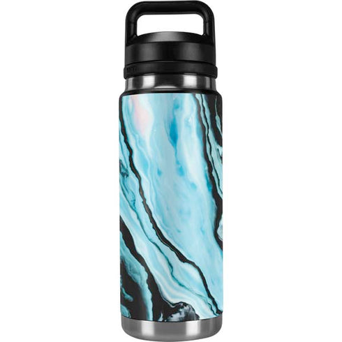 Aqua Blue Marble Ink YETI Rambler 26oz Bottle Skin