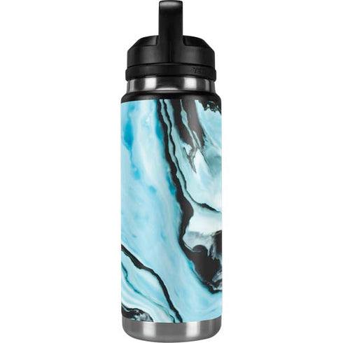 Aqua Blue Marble Ink YETI Rambler 26oz Bottle Skin