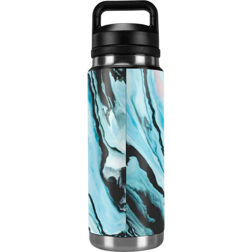 Aqua Blue Marble Ink YETI Rambler 26oz Bottle Skin