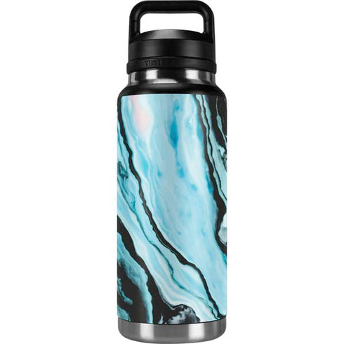 Aqua Blue Marble Ink YETI Rambler 36oz Bottle Skin