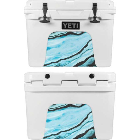 Aqua Blue Marble Ink YETI Tundra 35 Hard Cooler Skin