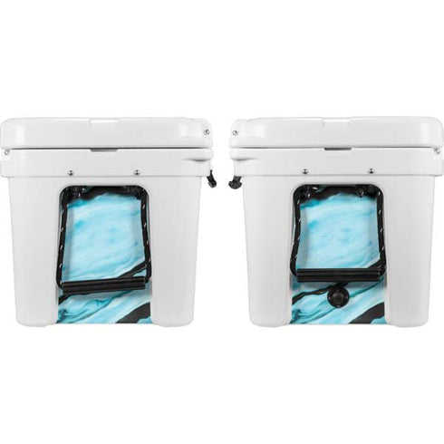 Aqua Blue Marble Ink YETI Tundra 35 Hard Cooler Skin