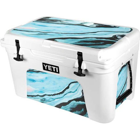 Aqua Blue Marble Ink YETI Tundra 45 Hard Cooler Skin