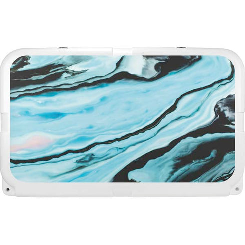 Aqua Blue Marble Ink YETI Tundra 45 Hard Cooler Skin