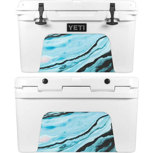 Aqua Blue Marble Ink YETI Tundra 45 Hard Cooler Skin