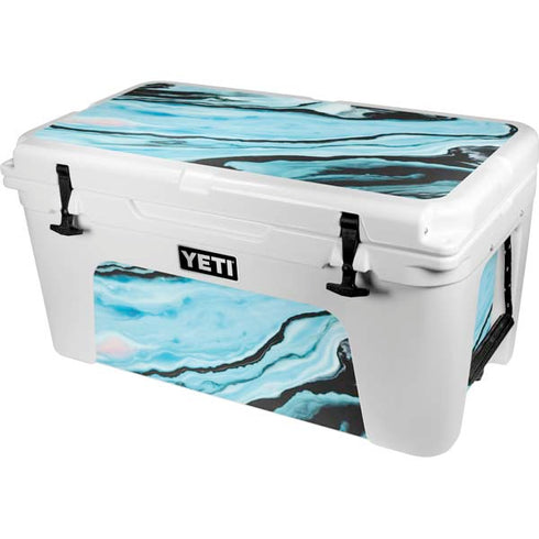 Aqua Blue Marble Ink YETI Tundra 65 Hard Cooler Skin