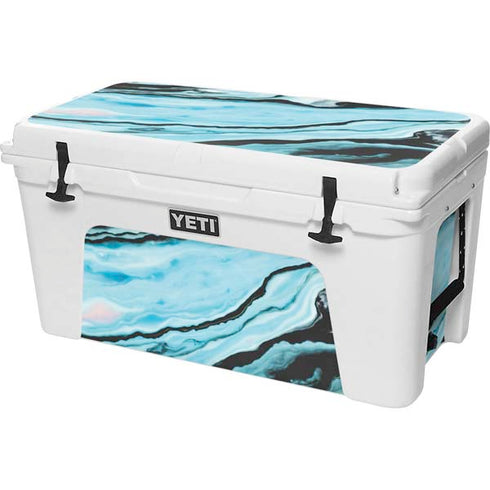 Aqua Blue Marble Ink YETI Tundra 75 Hard Cooler Skin