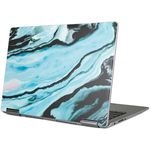 Aqua Blue Marble Ink Yoga 710 14in Skin