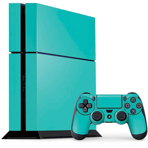 Aqua Blue Blue Solid PS4 Console and Controller Bundle Skin