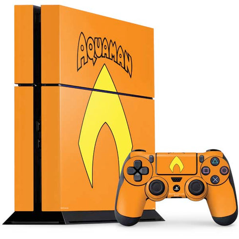 DC Comics Aquaman Classic Logo PS4 Console and Controller Bundle Skin