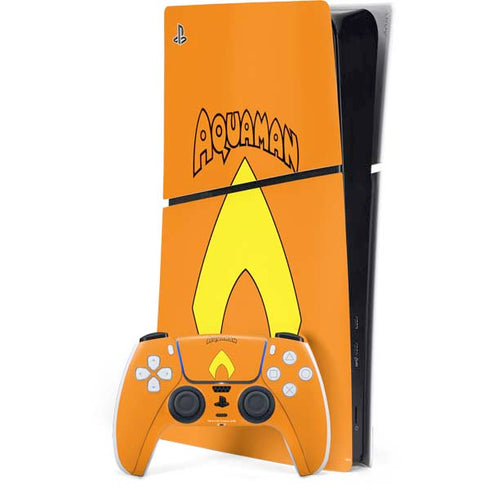 DC Comics Aquaman Classic Logo PS5 Slim Digital Edition Bundle Skin