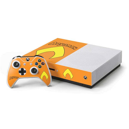 DC Comics Aquaman Classic Logo Xbox One S Console and Controller Bundle Skin